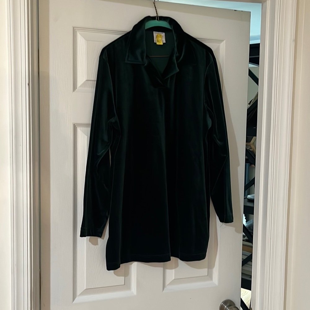 Velvet mint green long sleeve shirt